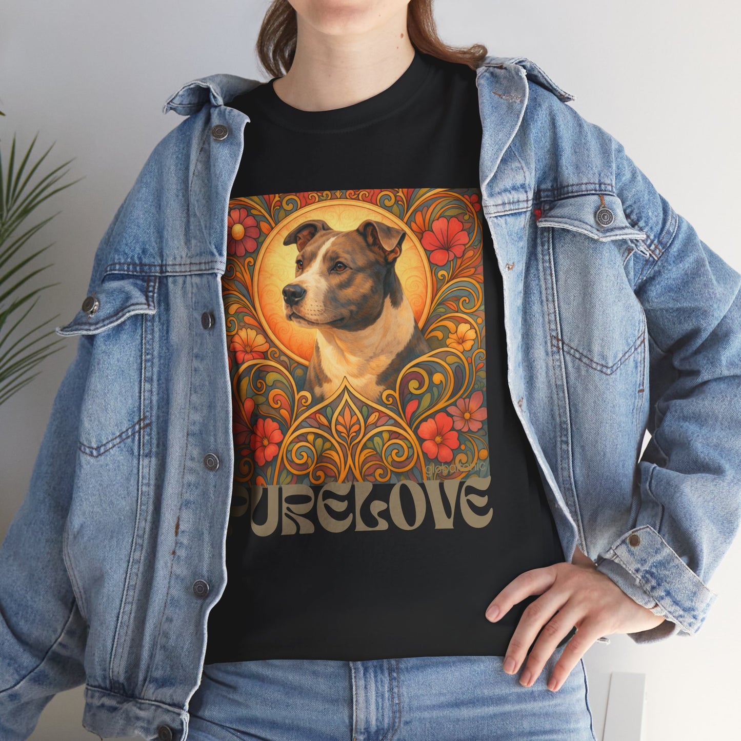 Staffy Grey & White Vintage Graphic T-Shirt – Unisex Cotton Tee for Dog Lovers