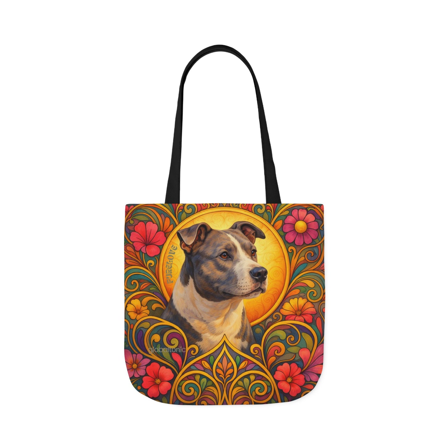 Staffy Grey & White All-Over Print Canvas Tote Bag – Colourful Artistic Dog Lover Gift