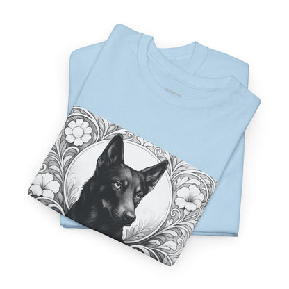 Kelpie Black Vintage Unisex Cotton Tee for Dog Lovers (Black & White)