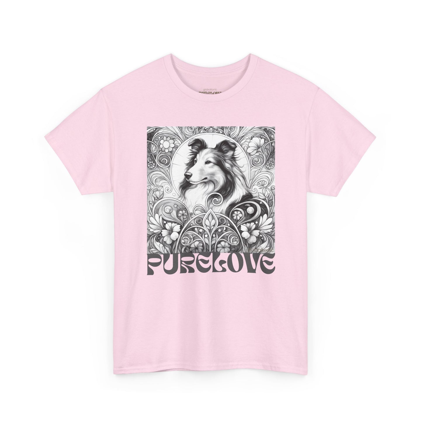 Collie Vintage Unisex Cotton Tee for Dog Lovers (Black & White)