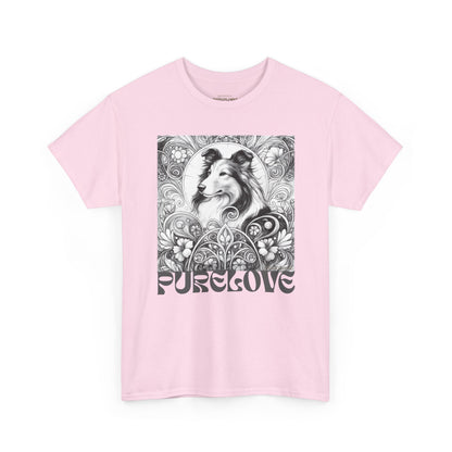 Collie Vintage Unisex Cotton Tee for Dog Lovers (Black & White)