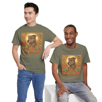 Staffy Brown Brindle Vintage Graphic T-Shirt – Unisex Cotton Tee for Dog Lovers