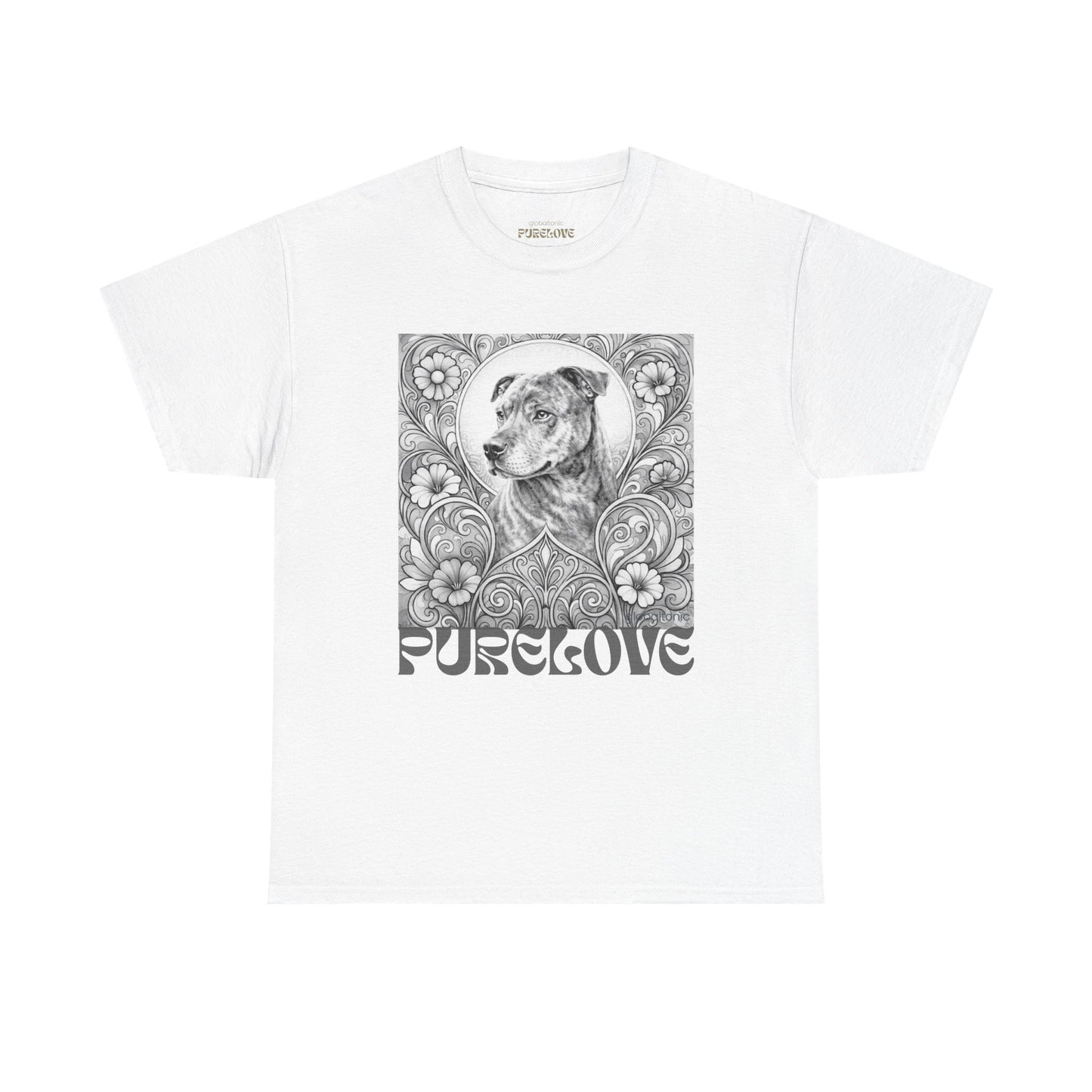 Staffy Brown Brindle Vintage Graphic T-Shirt – Unisex Cotton Tee for Dog Lovers (Black & White)