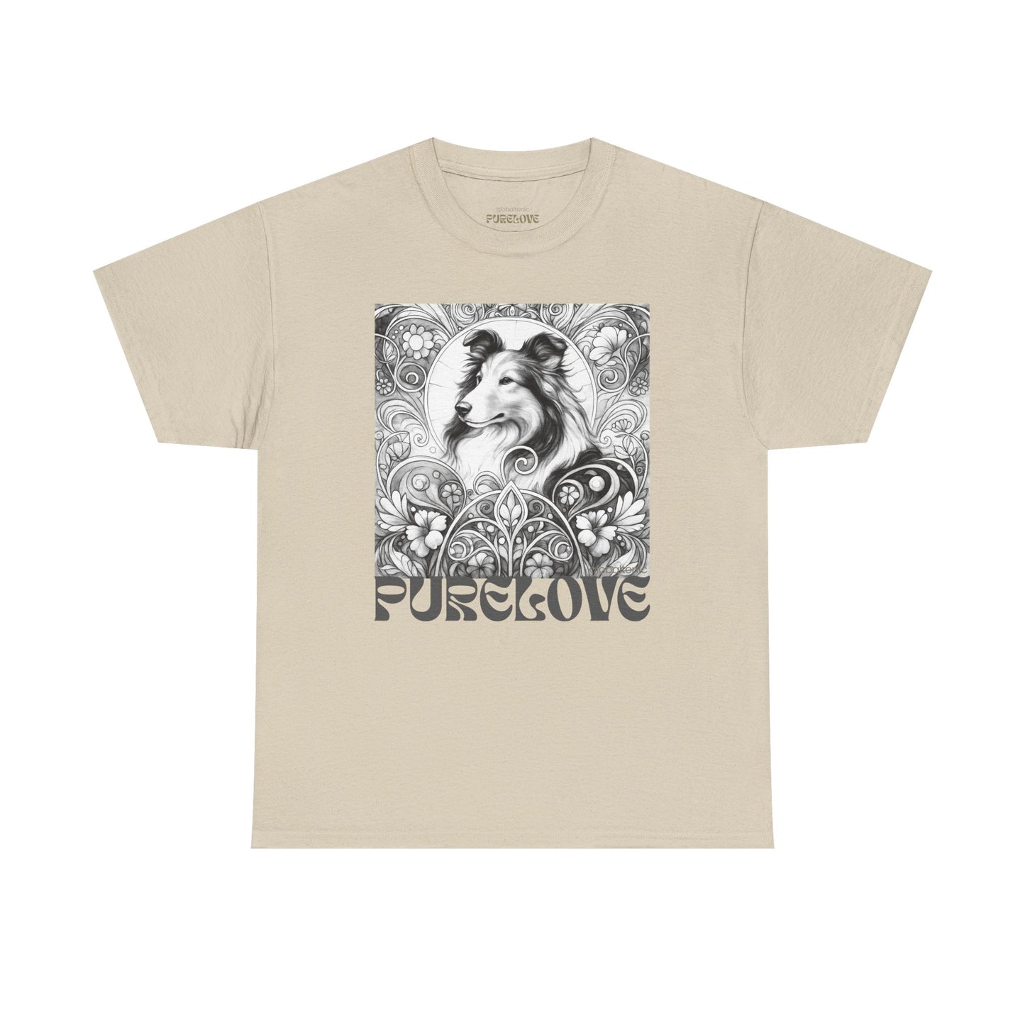 Collie Vintage Unisex Cotton Tee for Dog Lovers (Black & White)