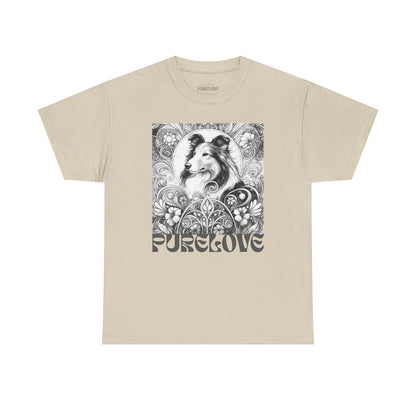 Collie Vintage Unisex Cotton Tee for Dog Lovers (Black & White)