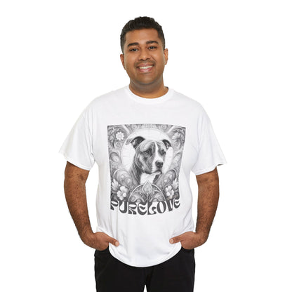 Staffy (Coco) Bull Terrier Vintage Unisex Cotton Tee for Dog Lovers (Black & White)