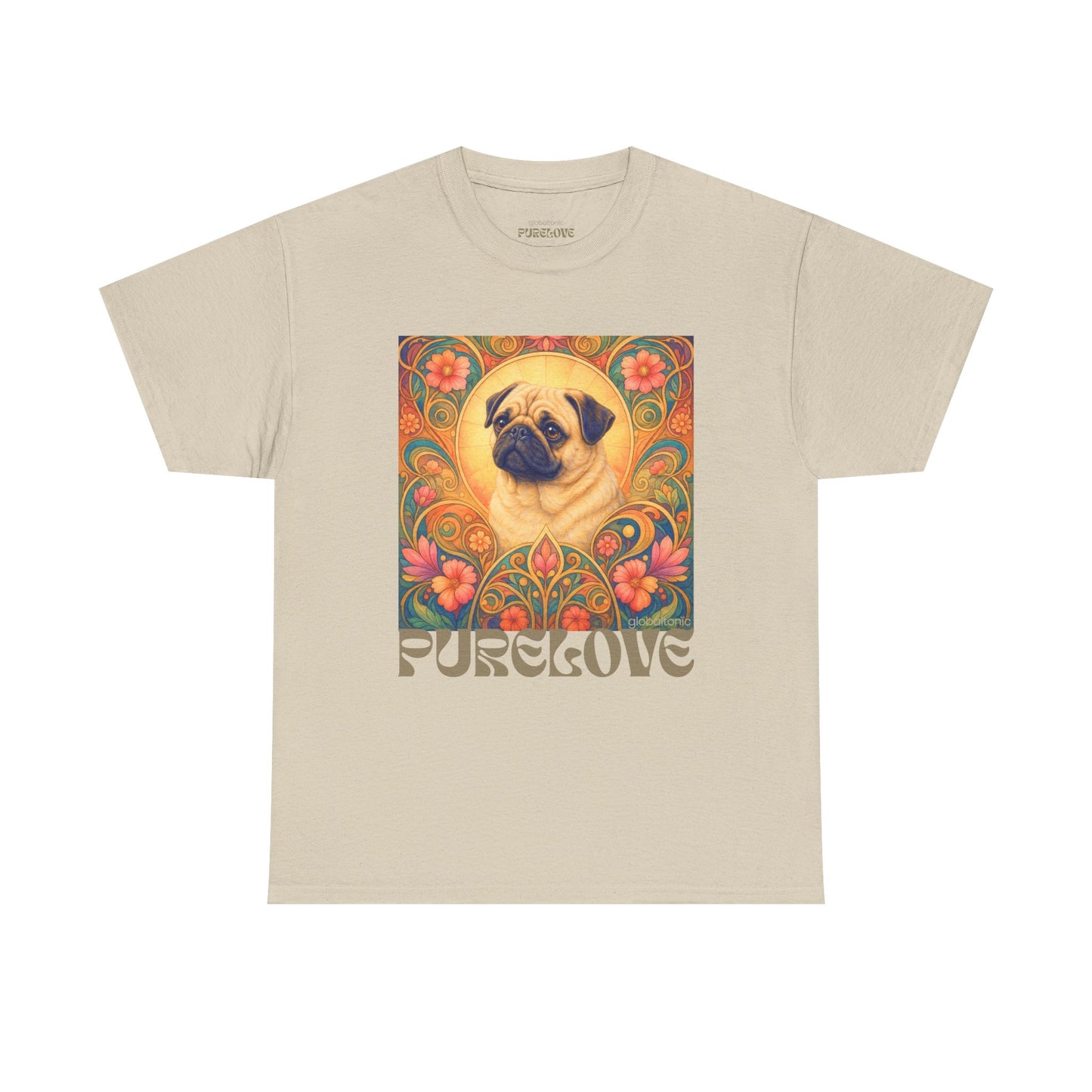 Pug Tan Vintage Graphic T-Shirt – Unisex Cotton Tee for Dog Lovers