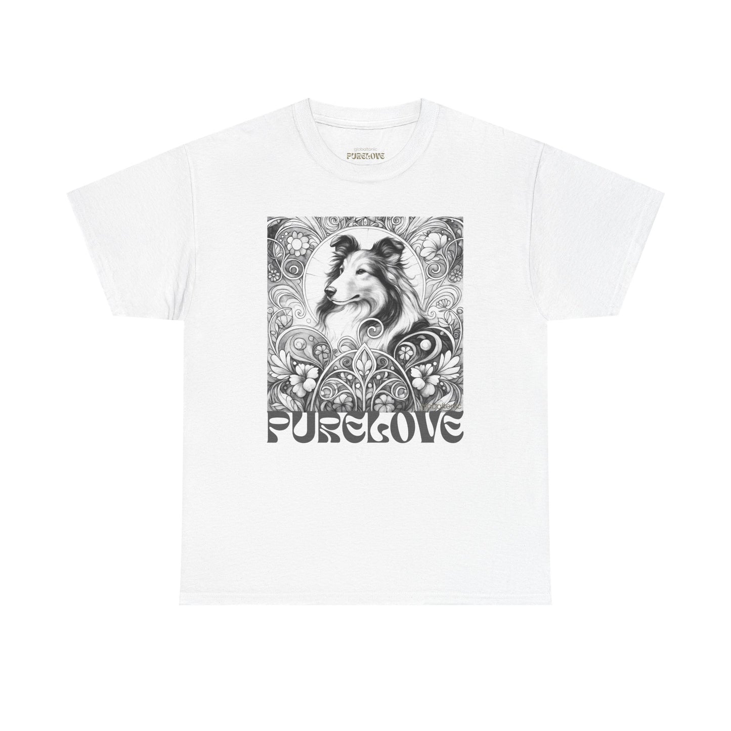 Collie Vintage Unisex Cotton Tee for Dog Lovers (Black & White)