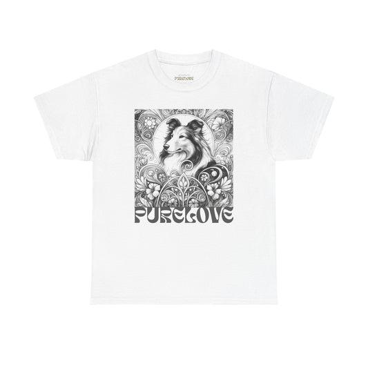 Collie Vintage Unisex Cotton Tee for Dog Lovers (Black & White)