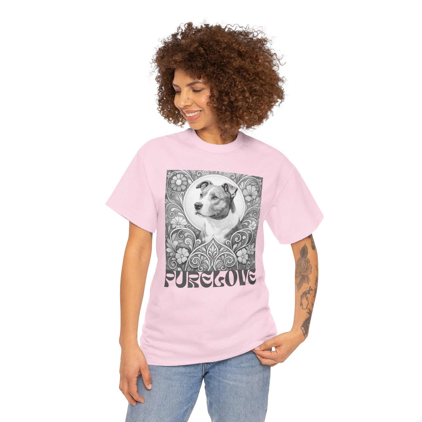 Staffy Grey & White Vintage Unisex Cotton Tee for Dog Lovers (Black & White T-Shirt)