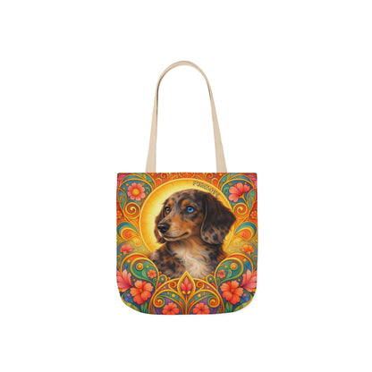 Dachshund Merle Wirehaired All-Over Print Canvas Tote Bag – Colourful Artistic Dog Lover Gift