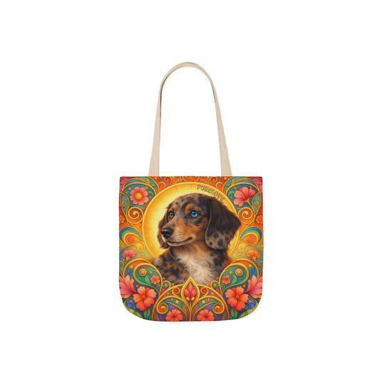 Dachshund Merle Wirehaired All-Over Print Canvas Tote Bag – Colourful Artistic Dog Lover Gift