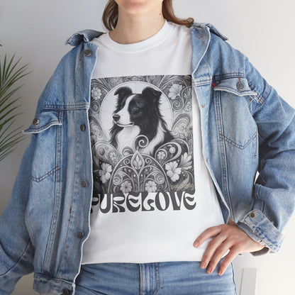 Border Collie Vintage Unisex Cotton Tee for Dog Lovers (Black & White)