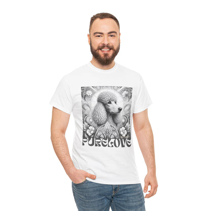 Poodle Grey Vintage Unisex Cotton Tee for Dog Lovers (Black & White)