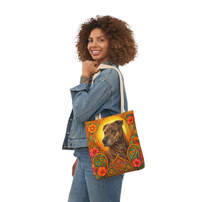 Staffy Brown All-Over Print Canvas Tote Bag – Colourful Artistic Dog Lover Gift