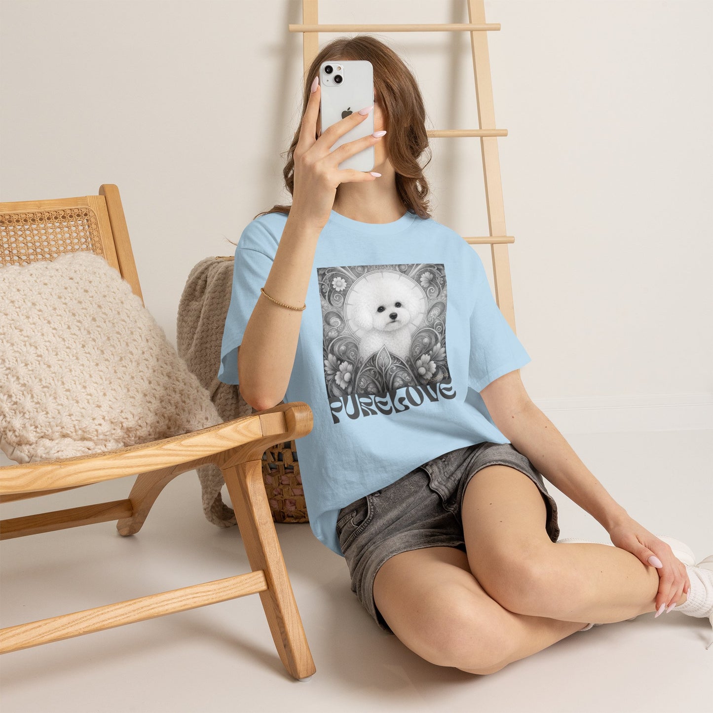 Bichon Frise Vintage Unisex Cotton Tee for Dog Lovers (Black & White)