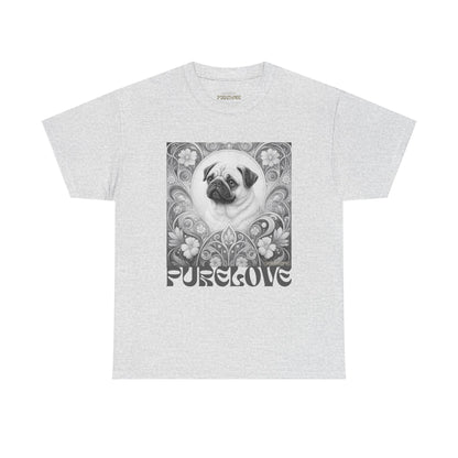 Pug Tan Vintage Unisex Cotton Tee for Dog Lovers (Black & White T-Shirt)