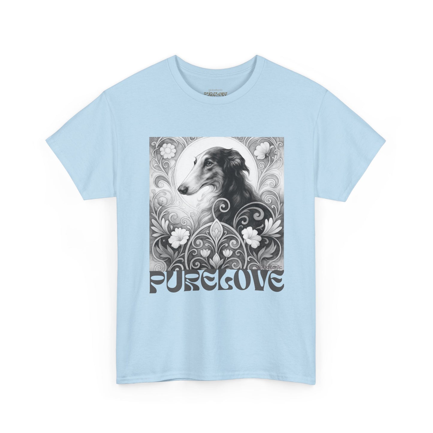 Borzoi Vintage Unisex Cotton Tee for Dog Lovers (Black & White)