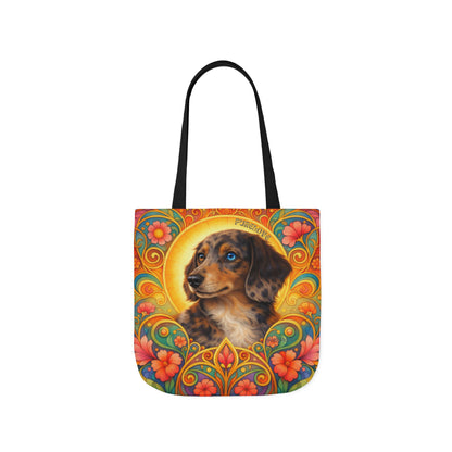 Dachshund Merle Wirehaired All-Over Print Canvas Tote Bag – Colourful Artistic Dog Lover Gift
