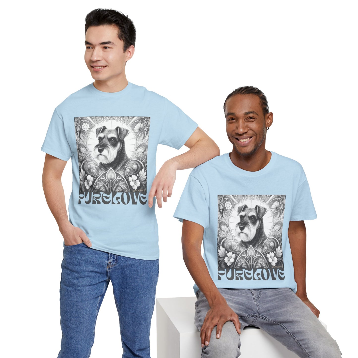 Schnauzer Vintage Unisex Cotton Tee for Dog Lovers (Black & White)