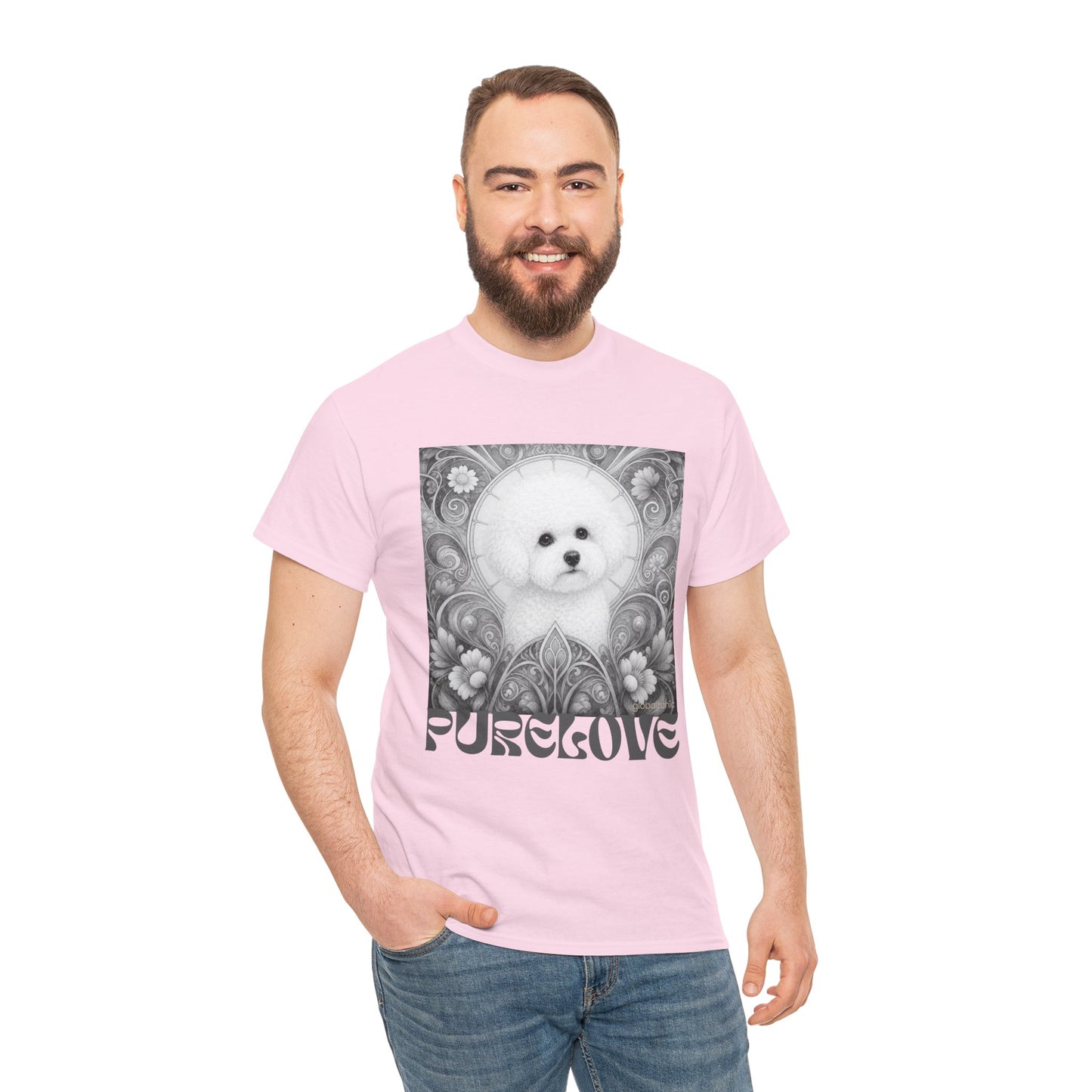 Bichon Frise Vintage Unisex Cotton Tee for Dog Lovers (Black & White)