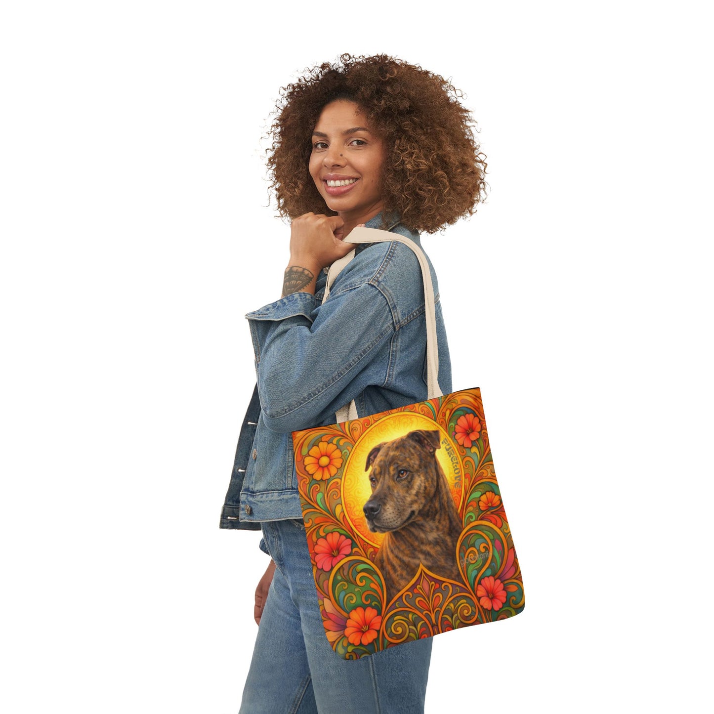 Staffy Brown All-Over Print Canvas Tote Bag – Colourful Artistic Dog Lover Gift