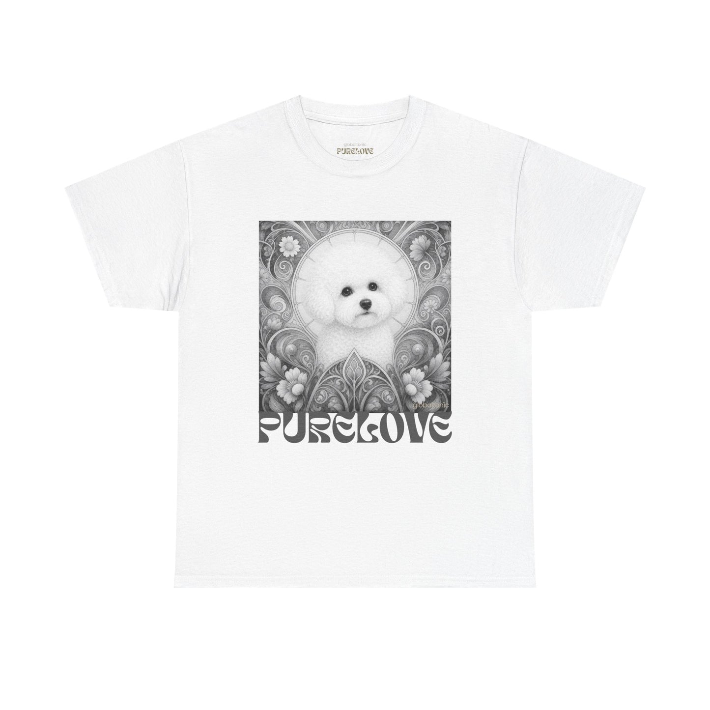 Bichon Frise Vintage Unisex Cotton Tee for Dog Lovers (Black & White)