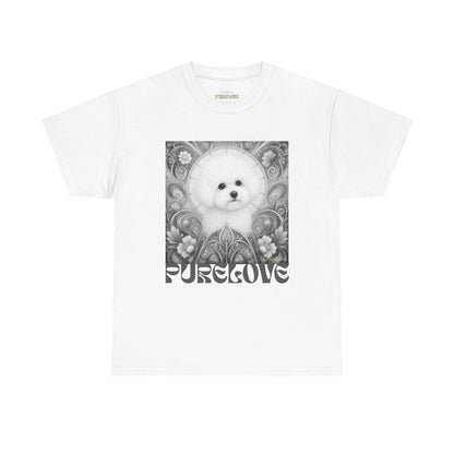 Bichon Frise Vintage Unisex Cotton Tee for Dog Lovers (Black & White)