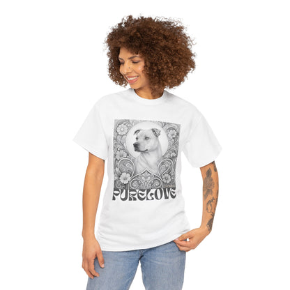 Staffy Tan Vintage Graphic T-Shirt – Unisex Cotton Tee for Dog Lovers (Black & White)