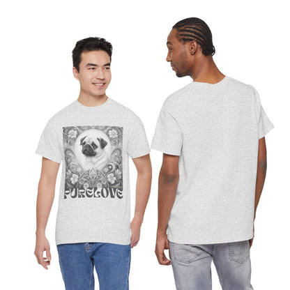 Pug Tan Vintage Unisex Cotton Tee for Dog Lovers (Black & White T-Shirt)