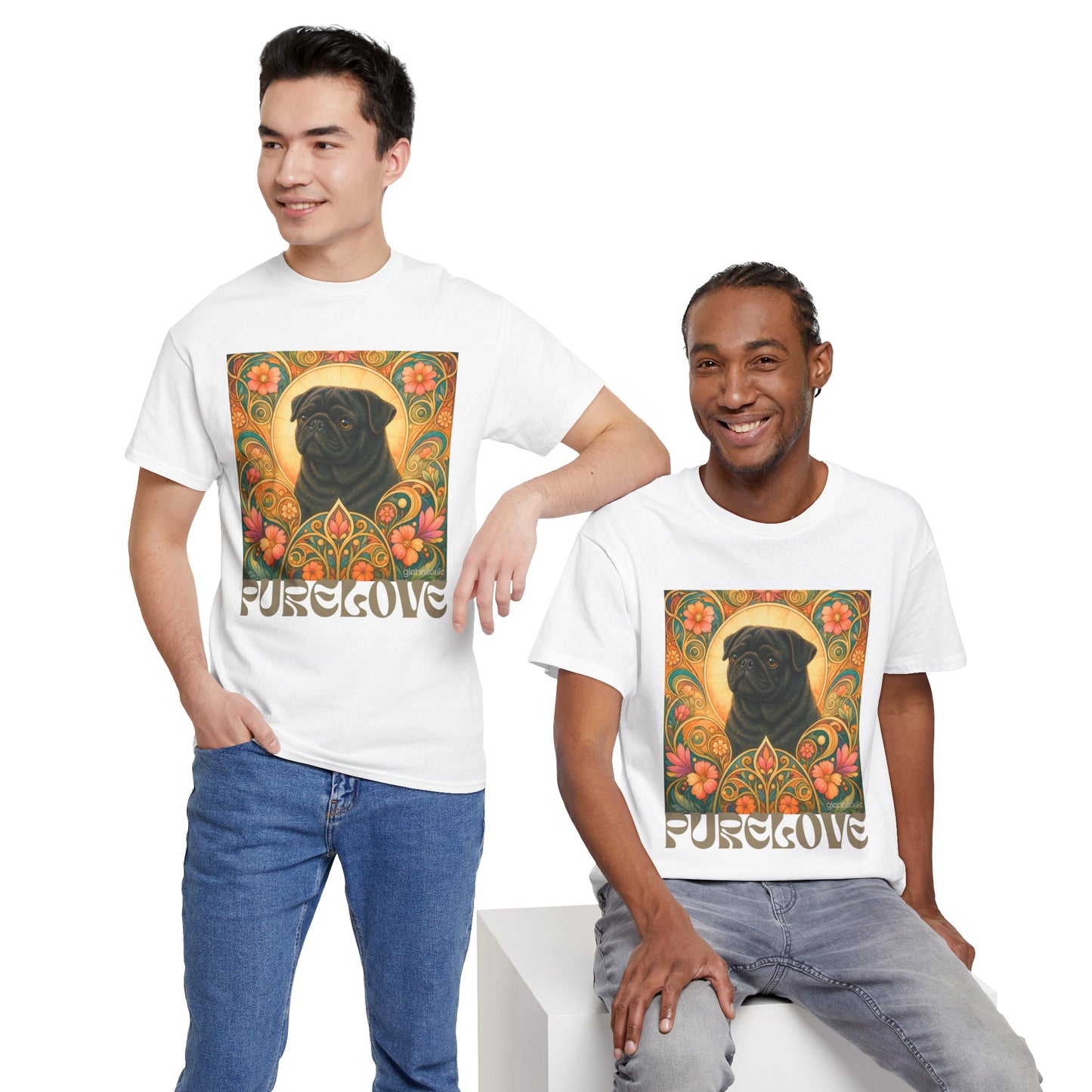 Pug Black Vintage Graphic T-Shirt – Unisex Cotton Tee for Dog Lovers