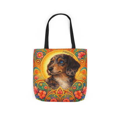 Dachshund Merle Wirehaired All-Over Print Canvas Tote Bag – Colourful Artistic Dog Lover Gift