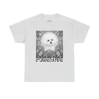 Bichon Frise Vintage Unisex Cotton Tee for Dog Lovers (Black & White)