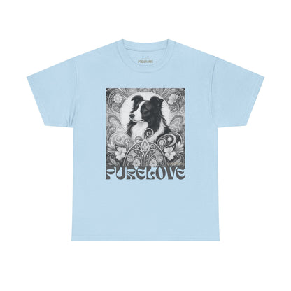 Border Collie Vintage Unisex Cotton Tee for Dog Lovers (Black & White)