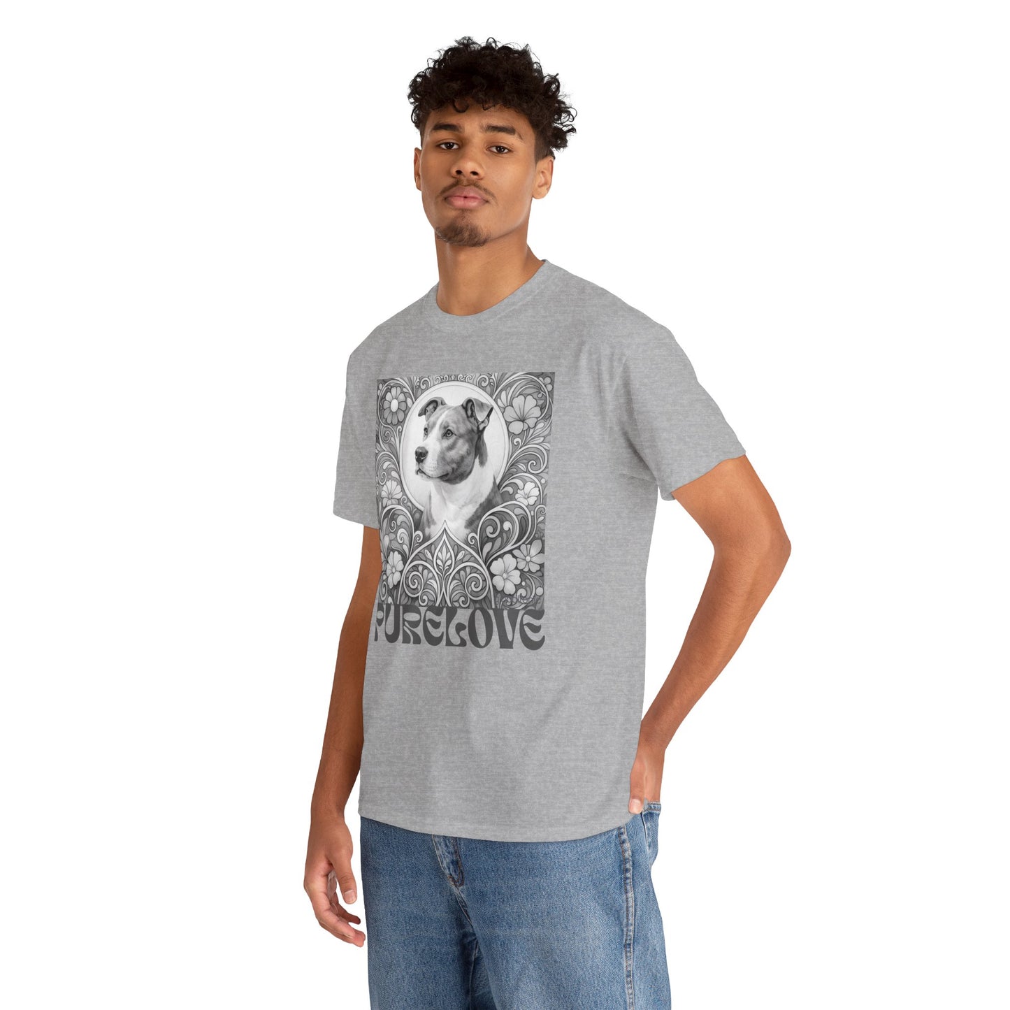 Staffy Grey & White Vintage Unisex Cotton Tee for Dog Lovers (Black & White T-Shirt)