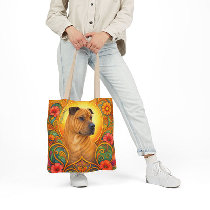 Shar Pei All-Over Print Canvas Tote Bag – Colourful Artistic Dog Lover Gift