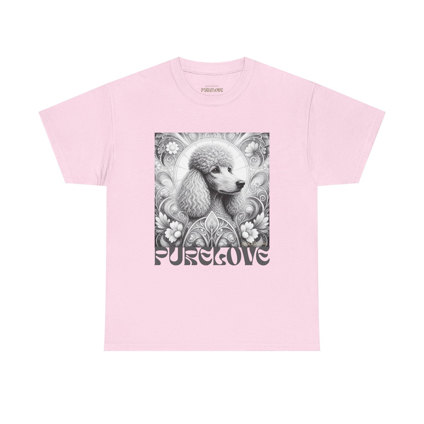 Poodle Grey Vintage Unisex Cotton Tee for Dog Lovers (Black & White)
