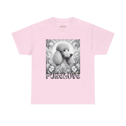 Poodle Grey Vintage Unisex Cotton Tee for Dog Lovers (Black & White)