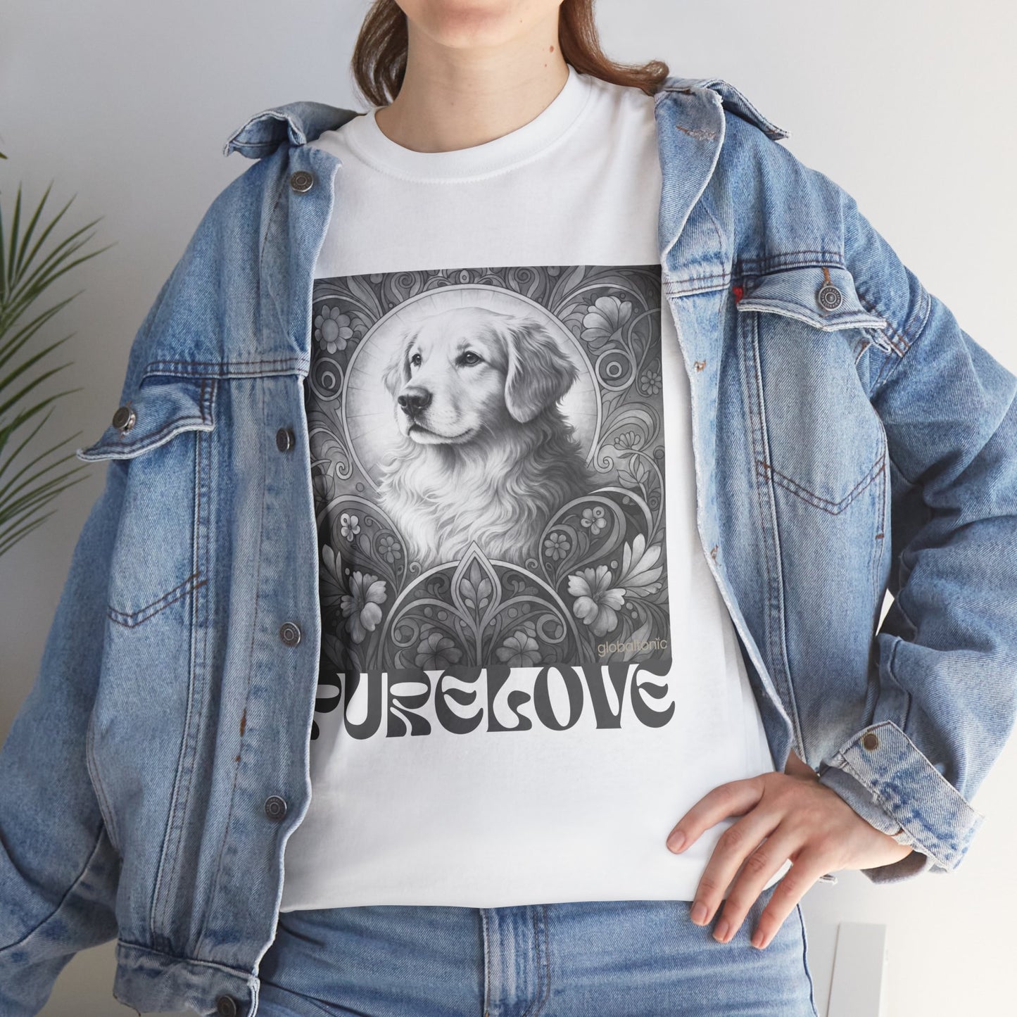Golden Retriever Vintage Unisex Cotton Tee for Dog Lovers (Black & White)