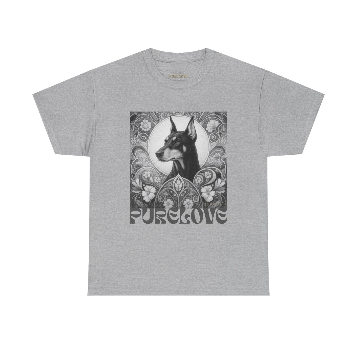Doberman Vintage Unisex Cotton Tee for Dog Lovers (Black & White)