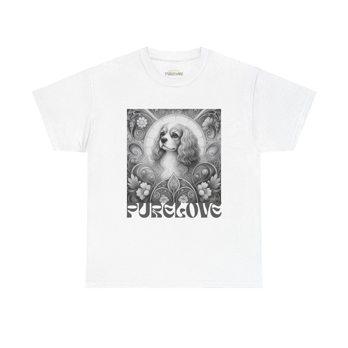 Cavalier King Charles Spaniel Vintage Unisex Cotton Tee for Dog Lovers (Black & White)