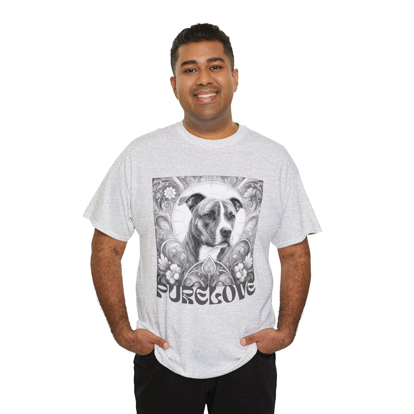 Staffy (Coco) Bull Terrier Vintage Unisex Cotton Tee for Dog Lovers (Black & White)