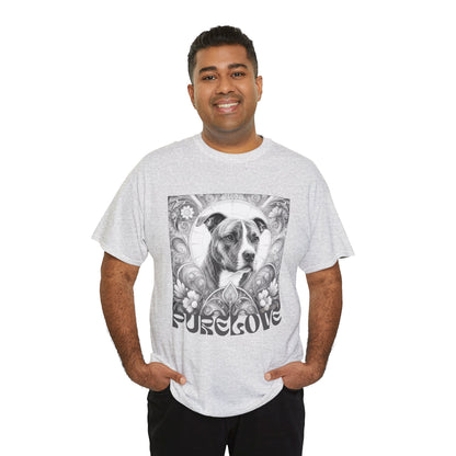 Staffy (Coco) Bull Terrier Vintage Unisex Cotton Tee for Dog Lovers (Black & White)