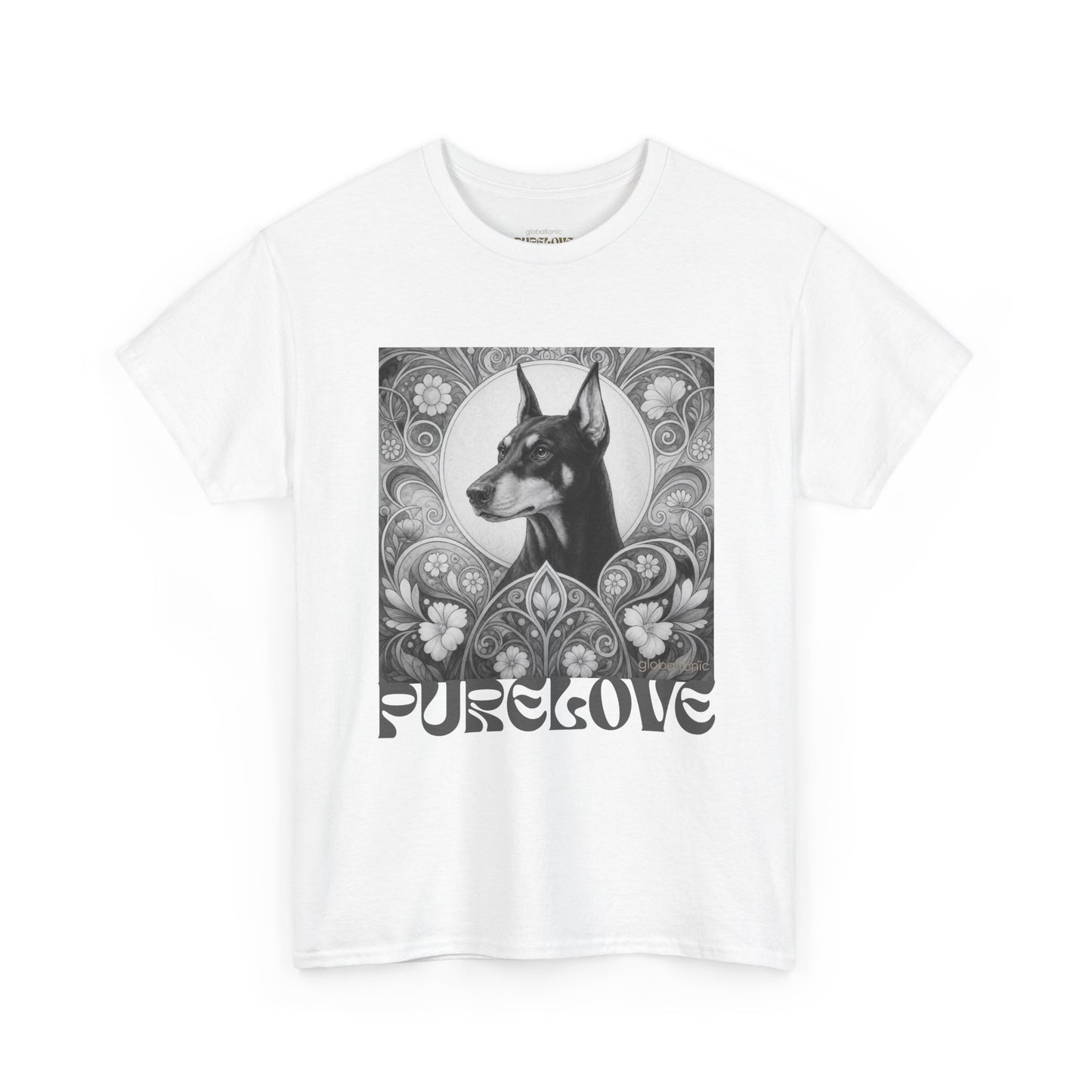 Doberman Vintage Unisex Cotton Tee for Dog Lovers (Black & White)