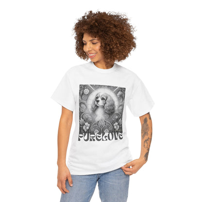 Cavalier King Charles Spaniel Vintage Unisex Cotton Tee for Dog Lovers (Black & White)