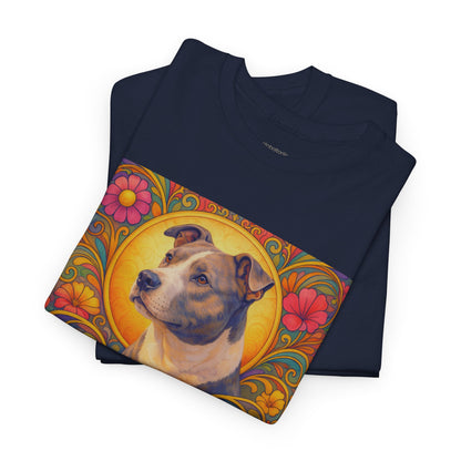 Staffy Grey & White Vintage Graphic T-Shirt – Unisex Cotton Tee for Dog Lovers