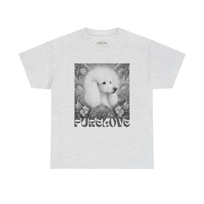 Poodle White Vintage Unisex Cotton Tee for Dog Lovers (Black & White)