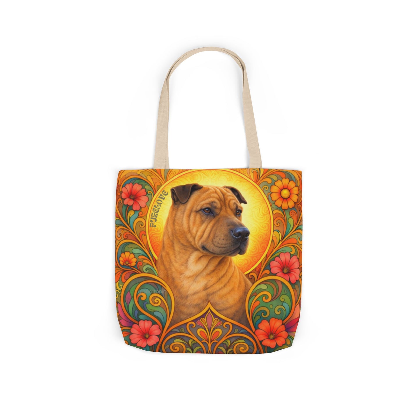 Shar Pei All-Over Print Canvas Tote Bag – Colourful Artistic Dog Lover Gift