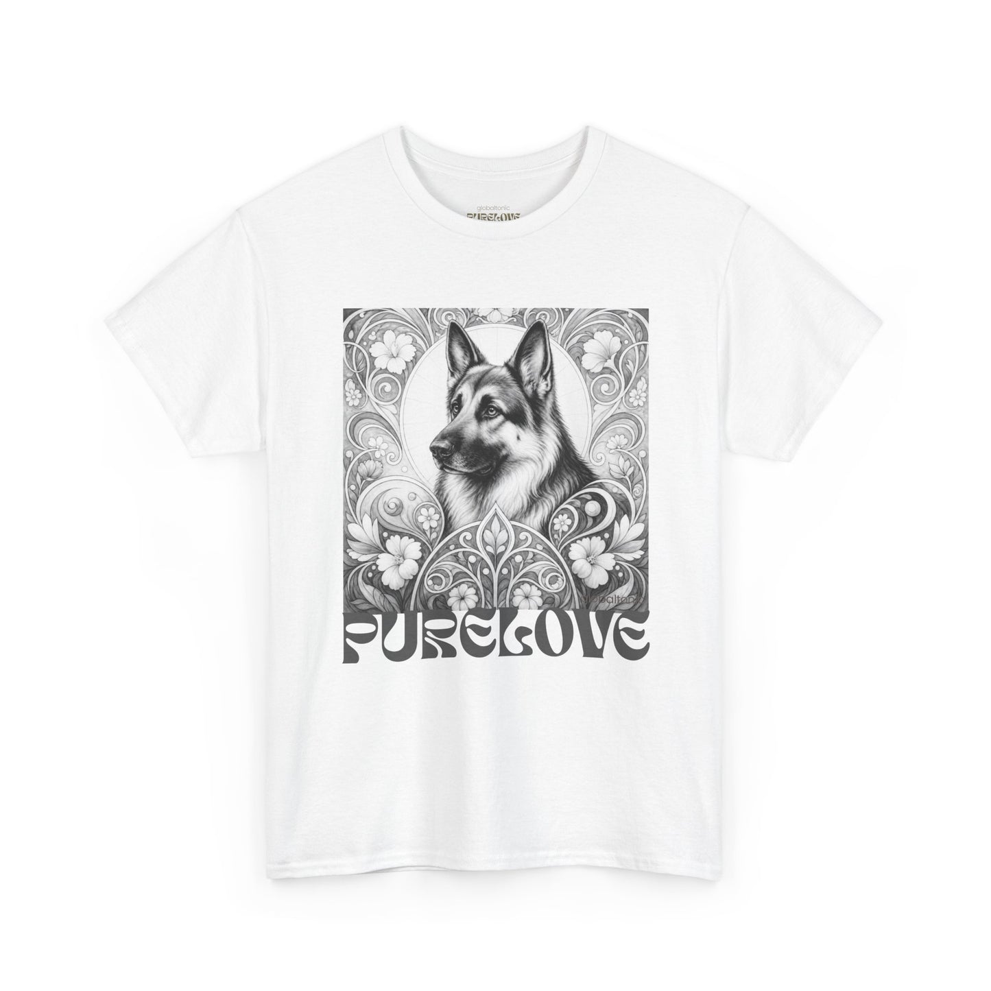 German Shepherd Vintage Unisex Cotton Tee for Dog Lovers  (Black & White)
