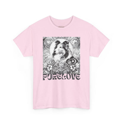Collie Vintage Unisex Cotton Tee for Dog Lovers (Black & White)